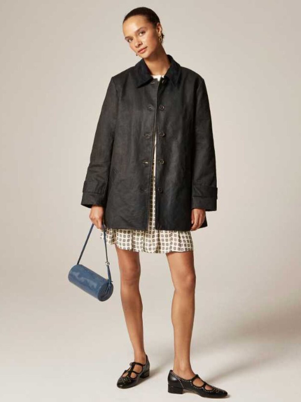 New XXL J.Crew coated barn jacket with quilted lining Washed Black Grey coat